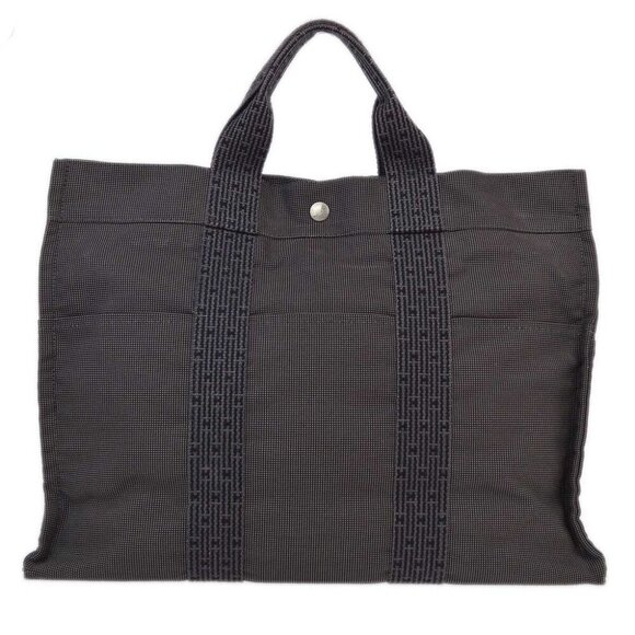 Hermes Gray Canvas Herline Tote MM Bag 173062